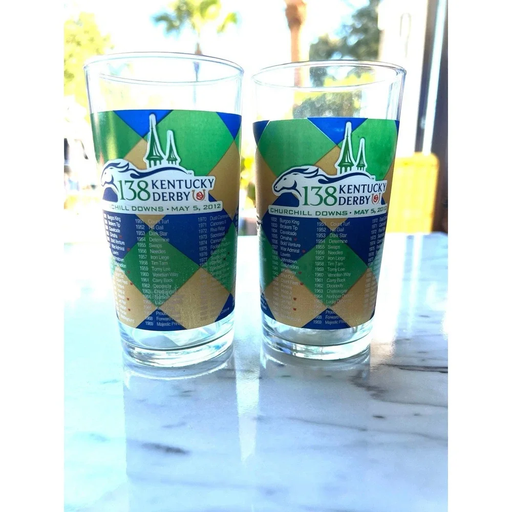 Lot Of 2 2012 138th Kentucky‎ Derby Triple Crown Churchill Downs Souvenir Glass